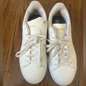 Adidas Classic White Sneakers with Gold Accents